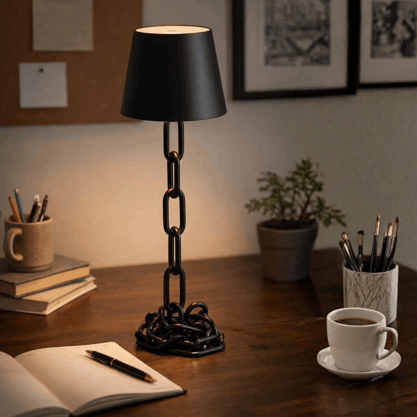 Draadloze Tafellamp Modern met Kettingvormige Voet en Touchbediening 1