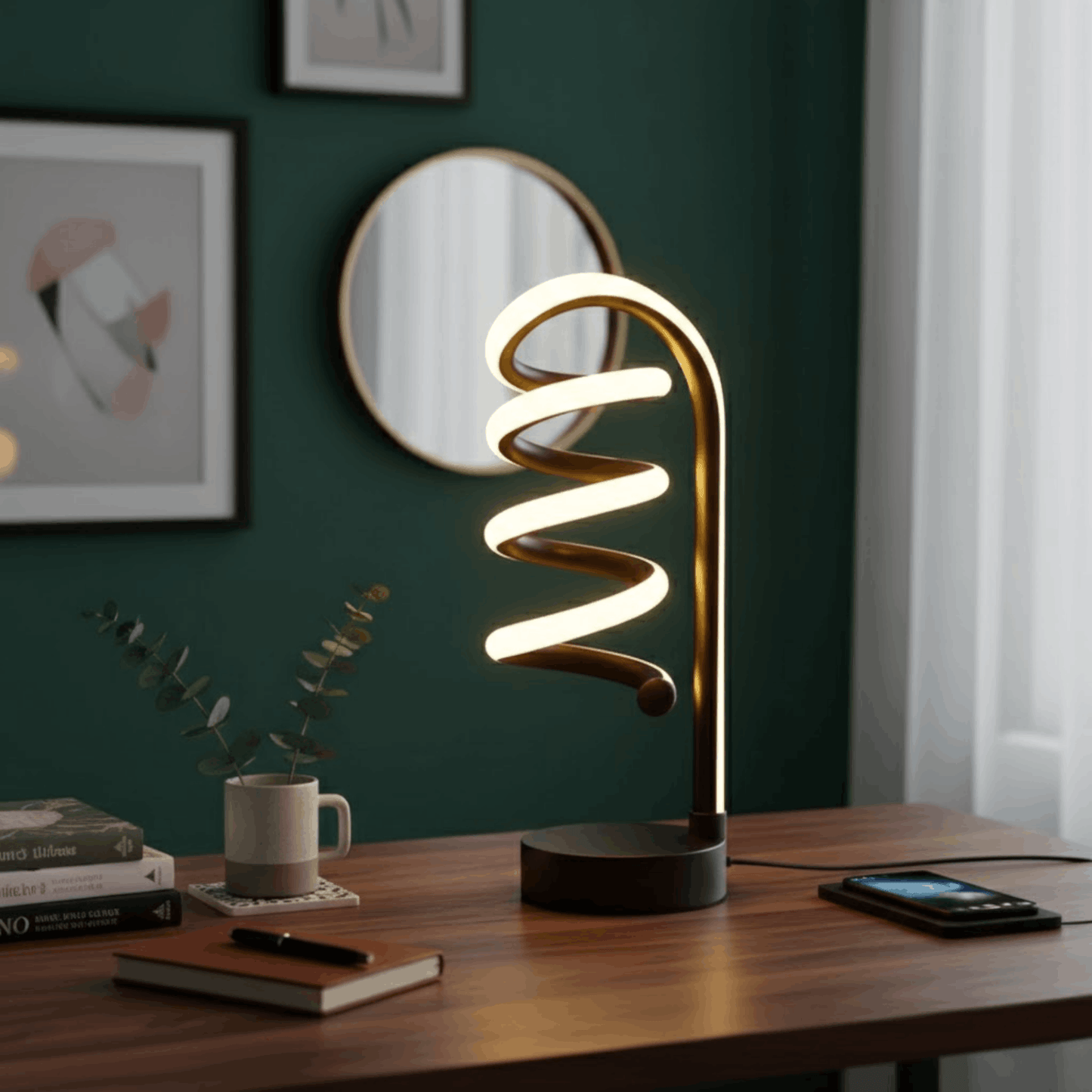 Spiraal Tafellamp Modern met Warm Licht en Sculpturaal Ontwerp 1