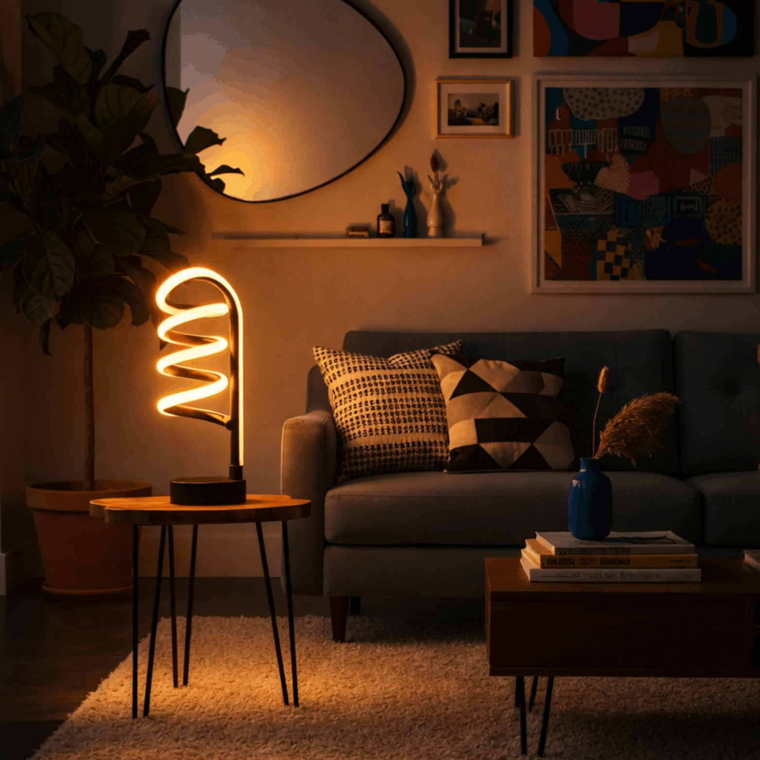 Spiraal Tafellamp Modern met Warm Licht en Sculpturaal Ontwerp 4